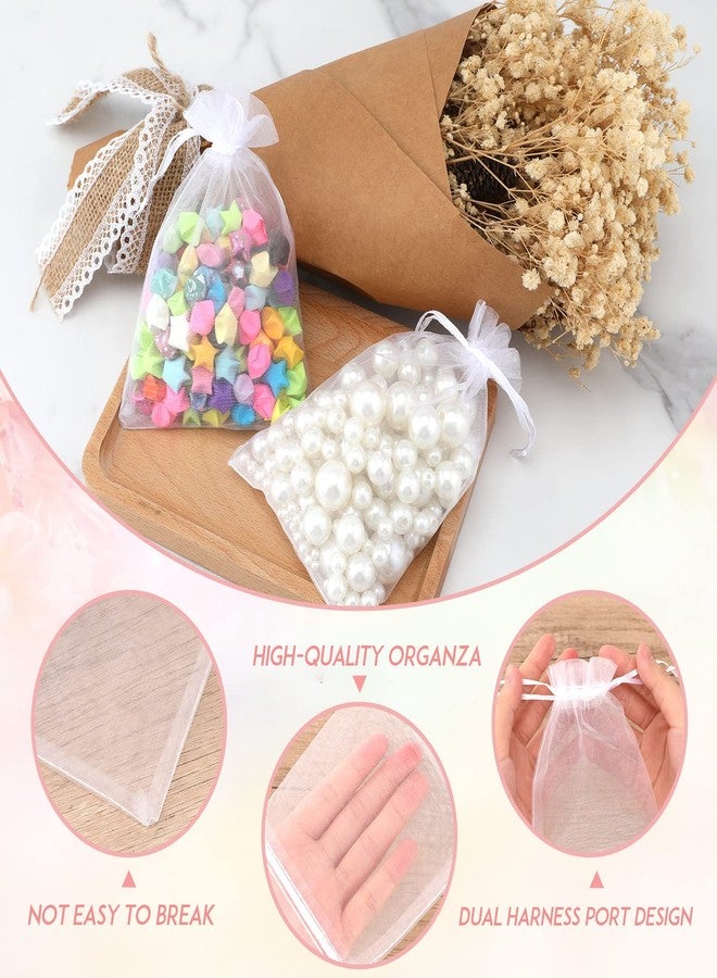Joycraft 50pcs Organza Bags - 4x6 Inch White Wedding Favor & Jewelry Pouches with Drawstring Mesh Bags for Festival, Makeup, Candy, Desserts - Image 3